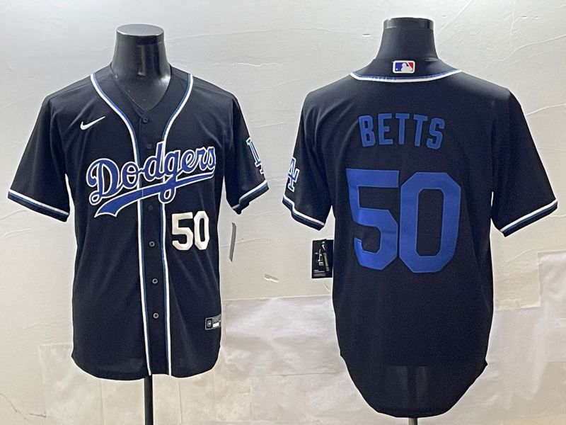 Men 2025 Los Angeles Dodgers #50 Betts Black Three generations Fashion Nike MLB Jersey style 7